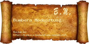 Bumbera Modesztusz névjegykártya